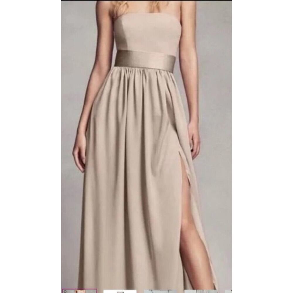 White By Vera Wang‎ Dress Strapless W/Pockets Champagne Sz 2 Wedding Gown Prom